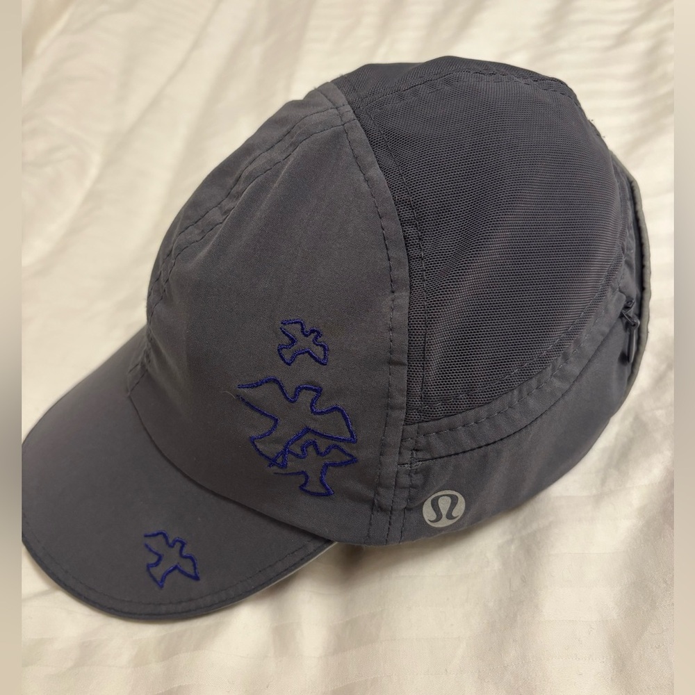 lululemon Charcoal Hat with embroidered detail and side pocket and mesh back